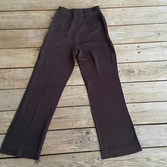 Lafayette 148 Brown Wide Leg Satin Dress Pants Size 4 - Picture 2 of 3